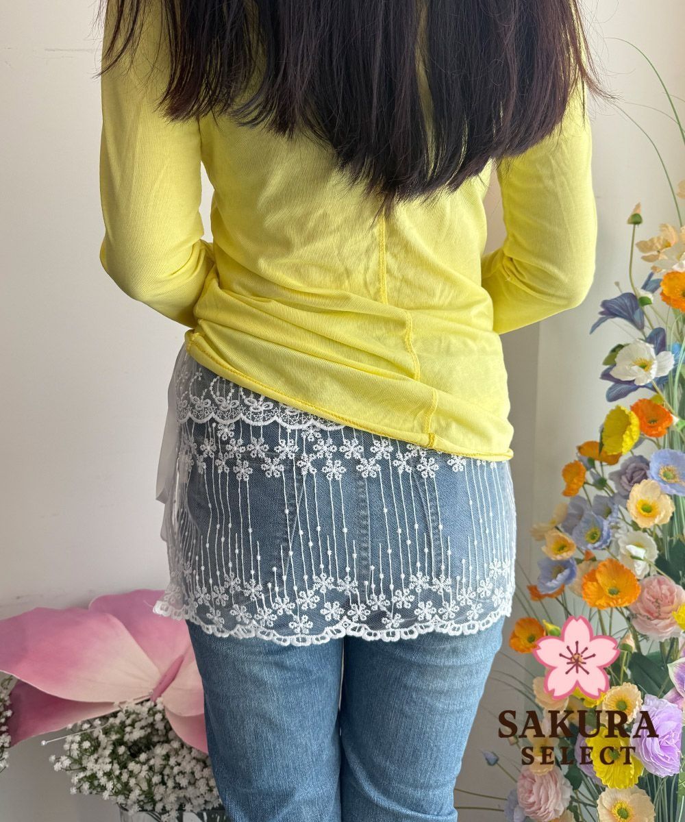フェミニン★レース ラップ リボン カバーアップ シアースカート シアーラップスカート レースヒップカバー つけすそ シースルー