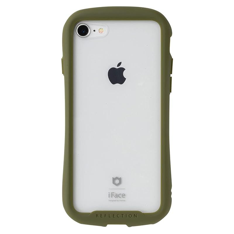 iFace Reflection iPhone SE(第3/第2世代)/8/7 ケース クリア 強化ガラス (カーキ)【アイフォンse3 se2 8 カバー 透明 耐衝撃 米国MIL規格取得 ストラップホール付き】 1