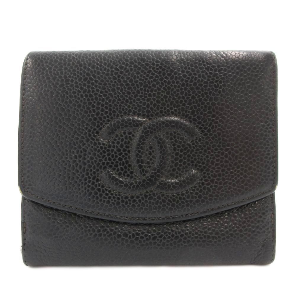 【極美品】 CHANEL レザー 二つ折り財布 ココマーク コンパクト ブラック CHANEL シャネル 2023春夏 ハートココ スモールフラップ
