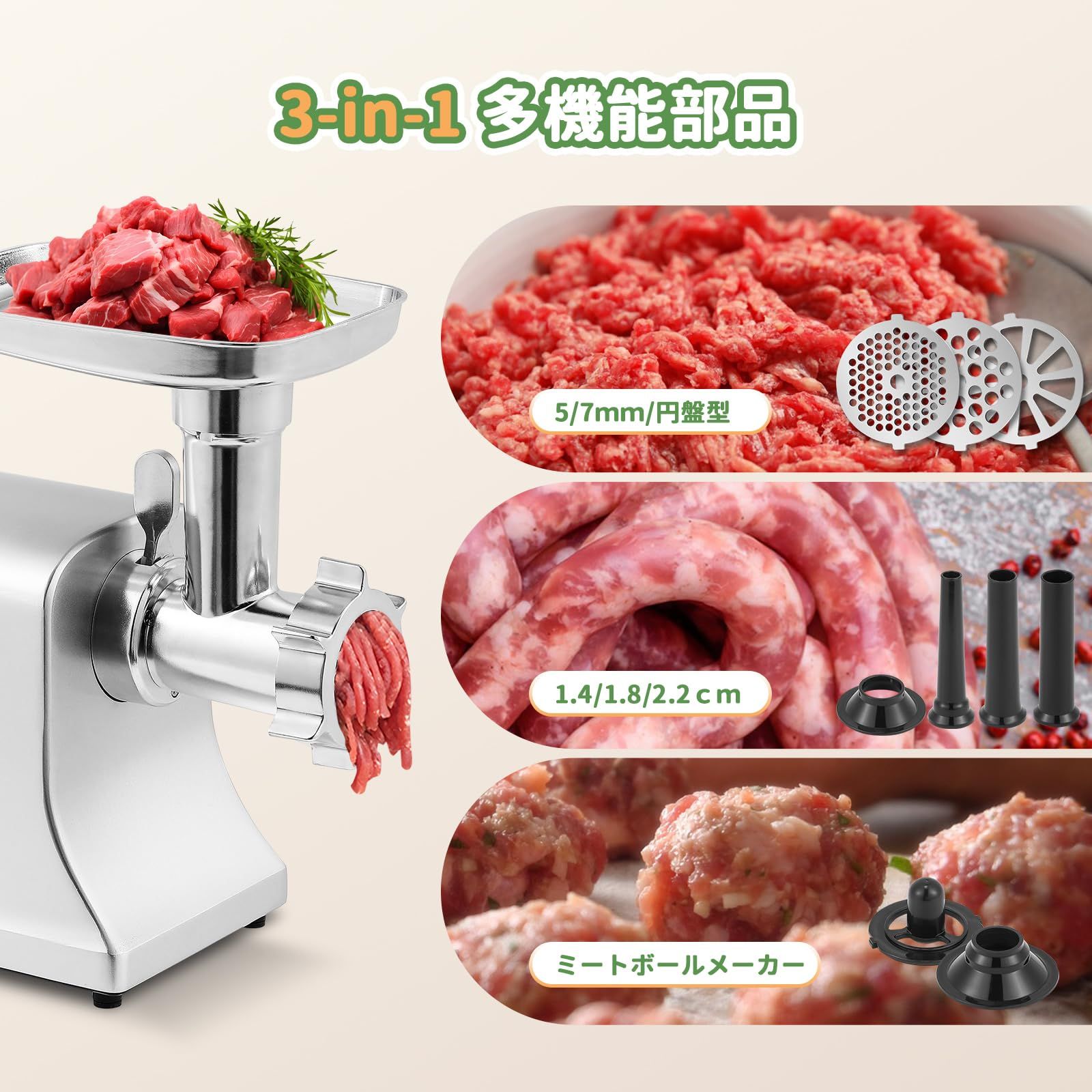 Poafamx 電動ミンサー500W 5/7mm/円盤型ブレード 野菜スライサー部品