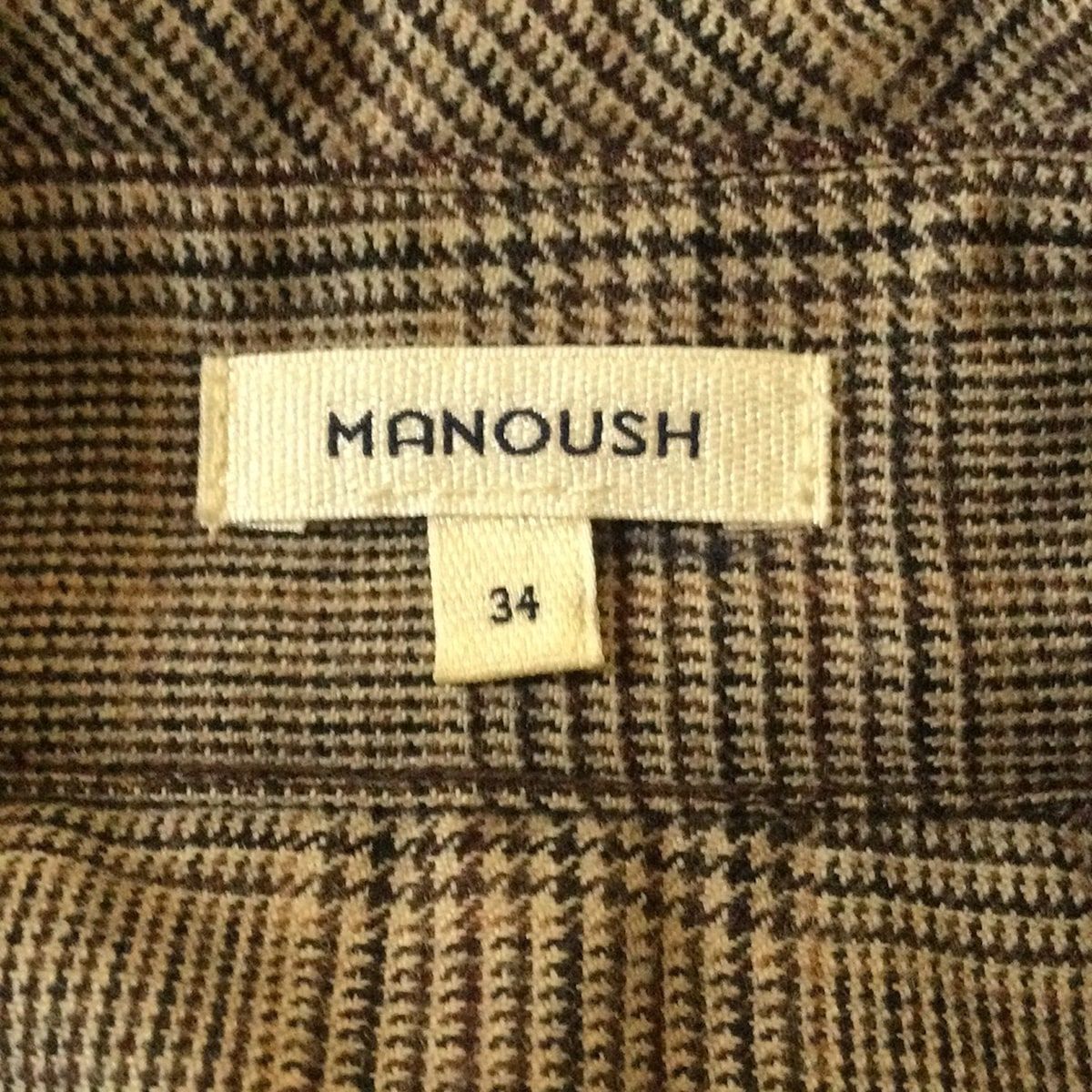 MANOUSH マヌーシュ ポンチョ サイズ34 S レディース - ベージュ×ダークブラウン×黒 千鳥格子柄 刺繍 フラワー 花 春 秋 GULLKHAN_COM