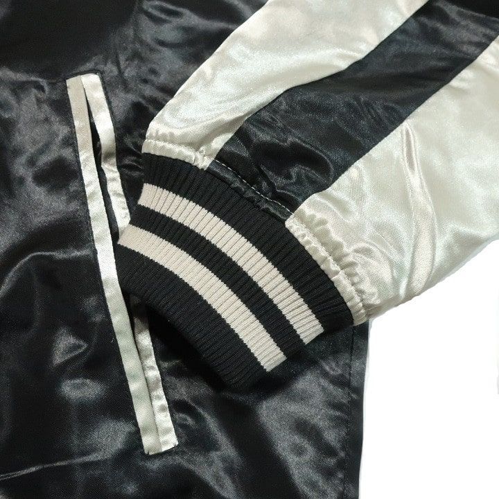 美品】朧OBORO 九尾狐 桜 刺繍 スカジャン Mサイズ ブラック×ホワイト