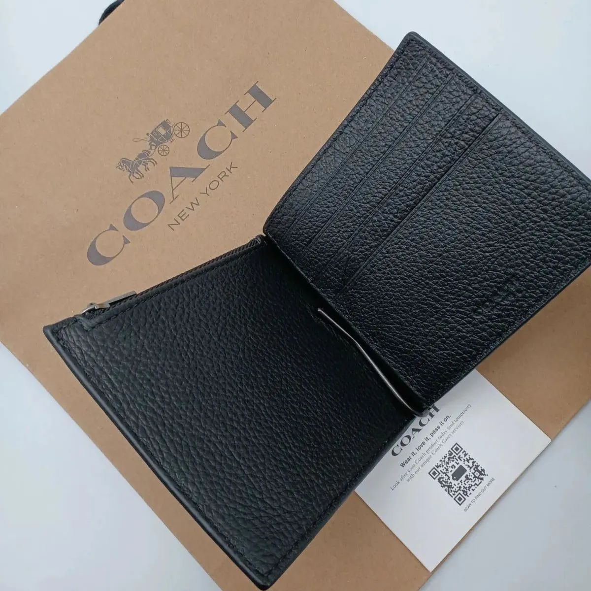 新作 新品 COACH 折り財布 マネークリップ メンズ カラー ブラック-
