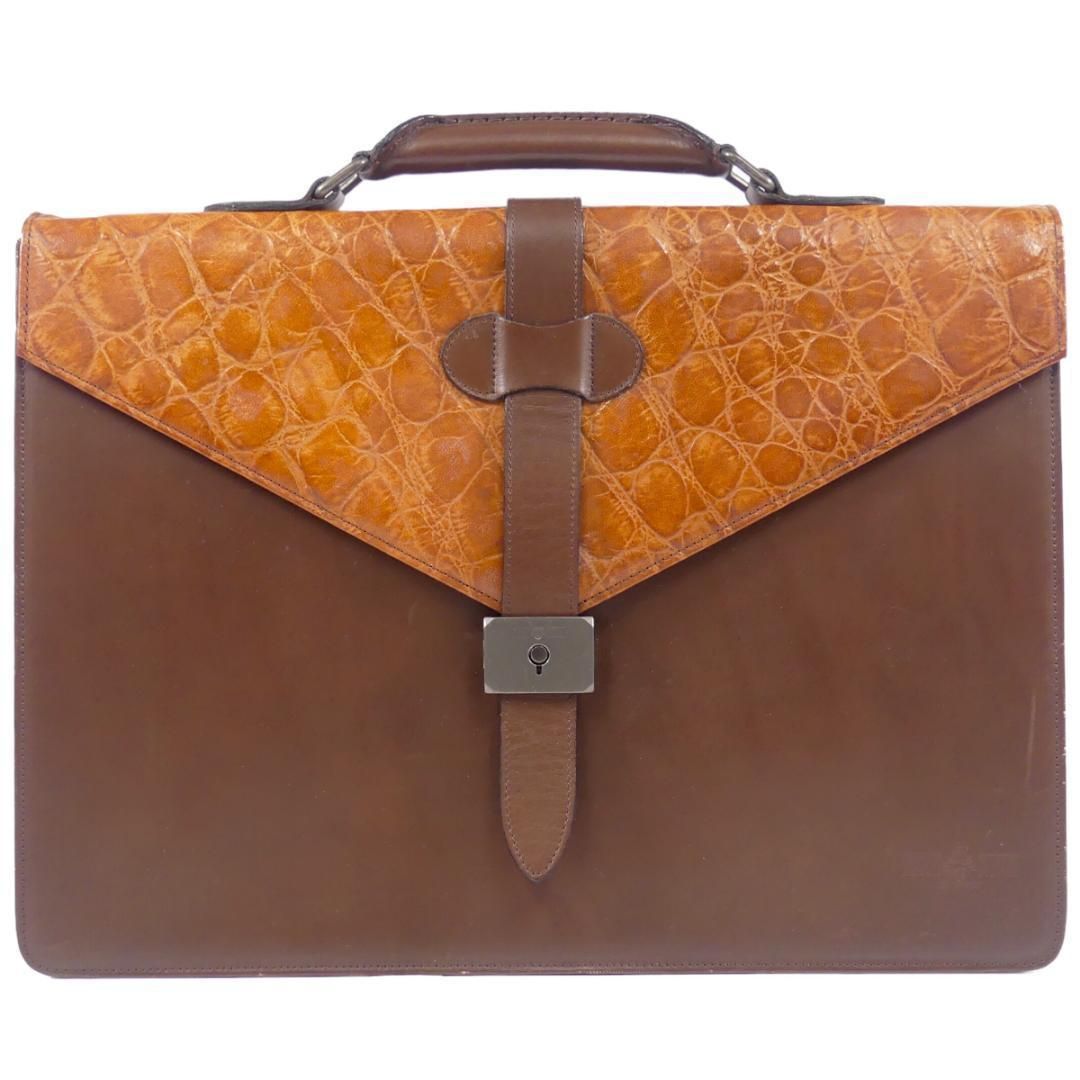 極美品 フェリージ ビジネスバッグ 高級本革レザー 濃茶 ブリーフ