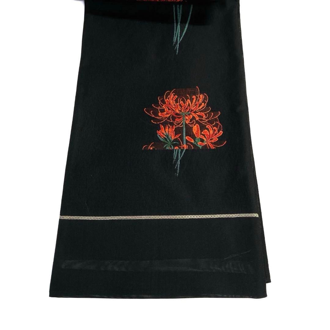未着用　袋帯　夏用　彼岸花　黒地　西陣織　着物　042a d 未着用 袋帯 夏用 彼岸花 黒地 西陣織 着物 042a d - メルカリ