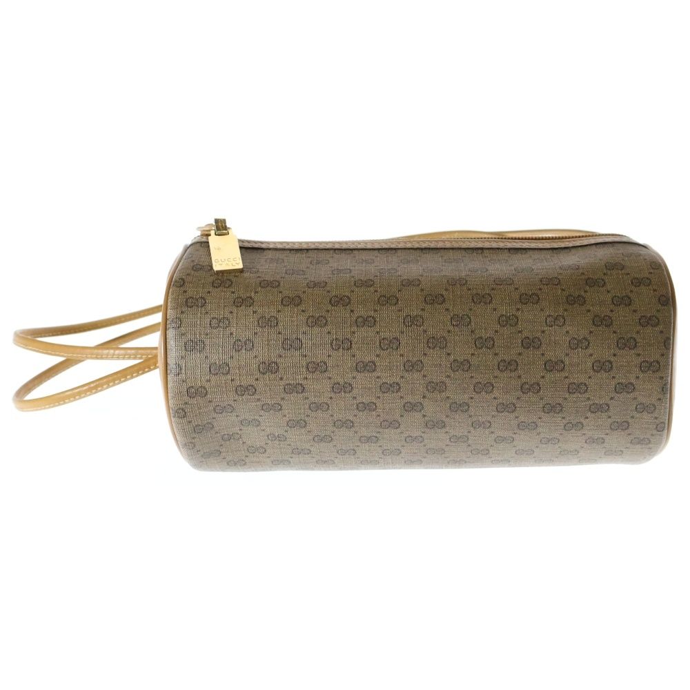 GUCCI グッチ マイクロGG ポーチ セカンドバッグ 収納 ブラウン レザー×PVC