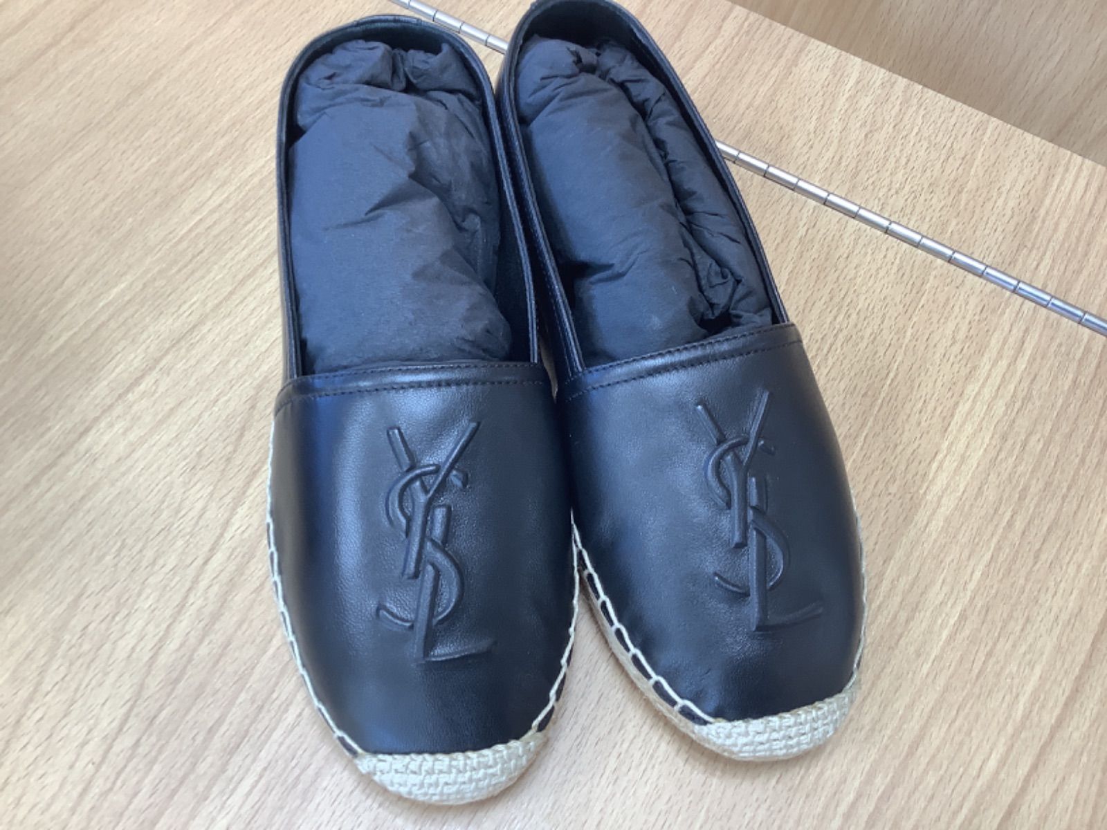G 1407 サンローラン ナッパレザー エスパドリーユ 458573 サイズ35 1 2 スリッポン