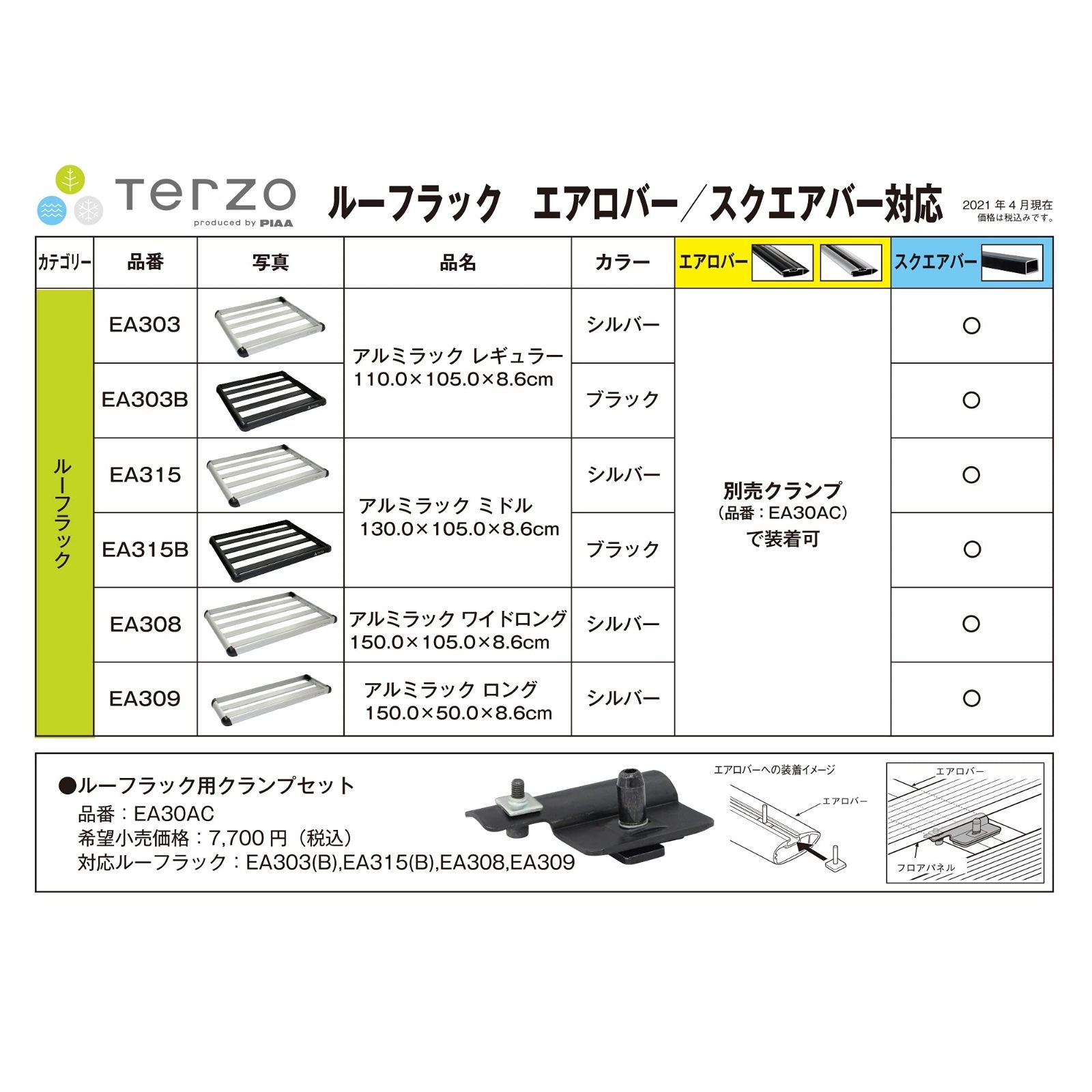 新品・即日発送】【 限定】Terzo テルッツォ (by PIAA) ルーフラック 長さ:110cm x 幅:105cm & カーゴネットセット  各1個入 アルミルーフラック スタンダードサイズセット ブラック EA303B+EA74HR X6887 - メルカリ