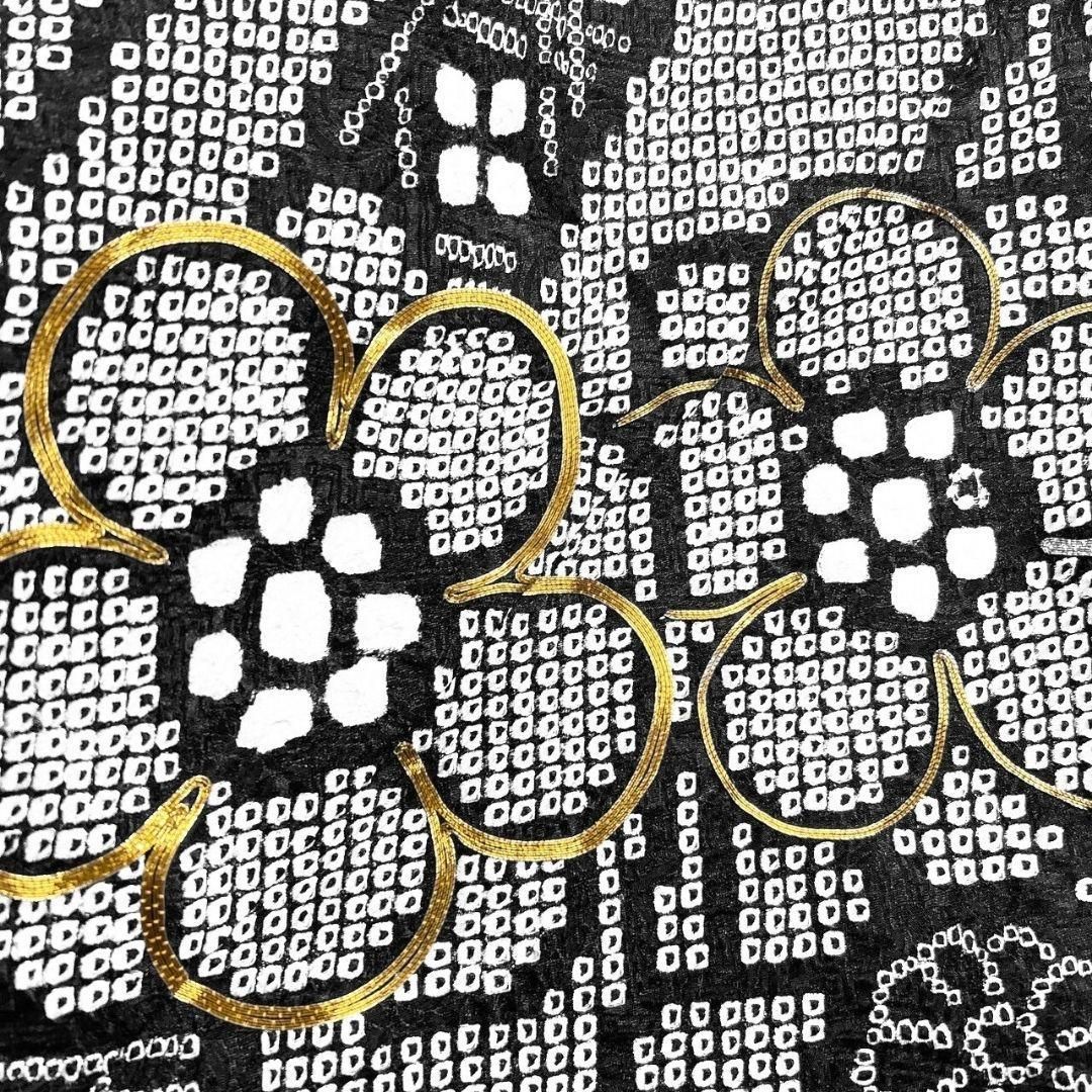 振袖　襦袢セット　総絞り　金駒刺繍　熨斗　花模様　モノトーン　着物 052a p 振袖 襦袢セット 総絞り 金駒刺繍 熨斗 花模様 モノトーン 着物