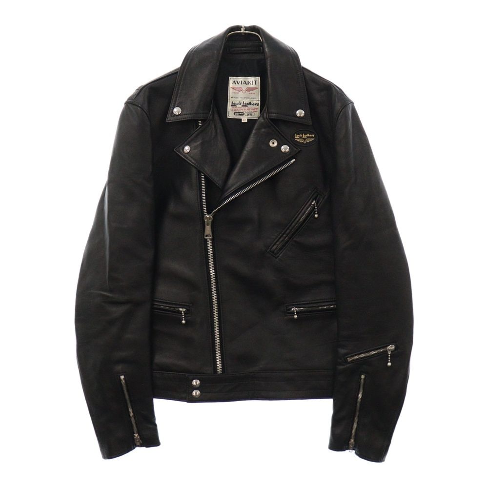 RNA シープスキンサイクロン型　黒レザー ダブルライダースジャケット Lewis Leathers - Cyclone -サイクロン- 【Tight-Fit】 (シープ