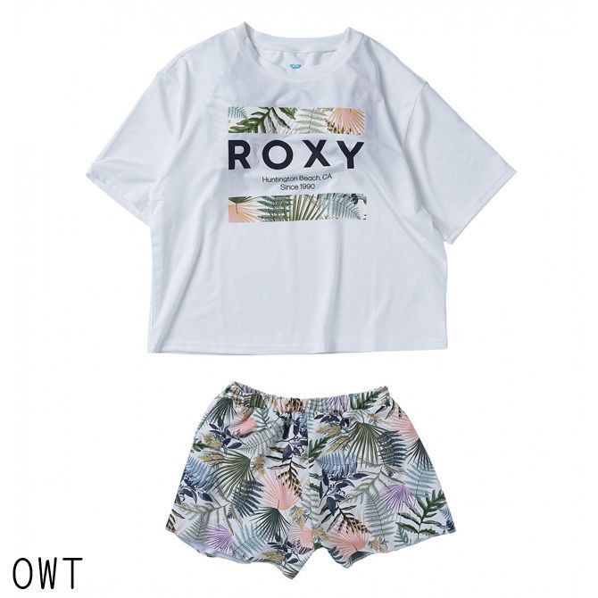 【OWT】ロキシー Roxy キッズ　MINI SIMPLY BOTANICAL ラッシュTシャツ付き 水着 3点セット スウィムウェア 子ども服