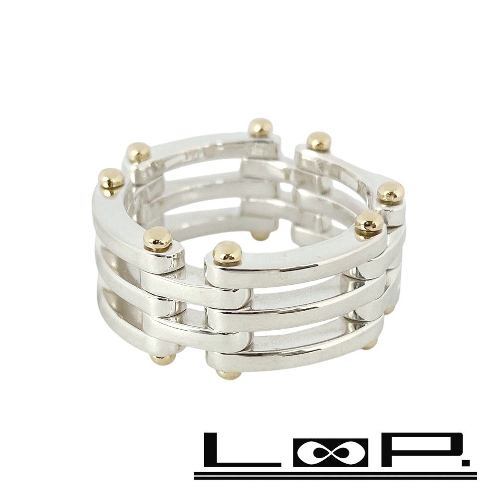 □新同□磨き済□ ティファニー ゲート リング 指輪 コンビ ゴールド  