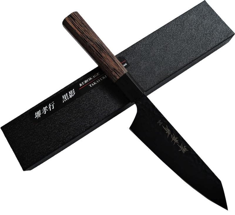 堺孝行 黒影 VG10槌目フッ素加工和式包丁 和剣型三徳 160mm