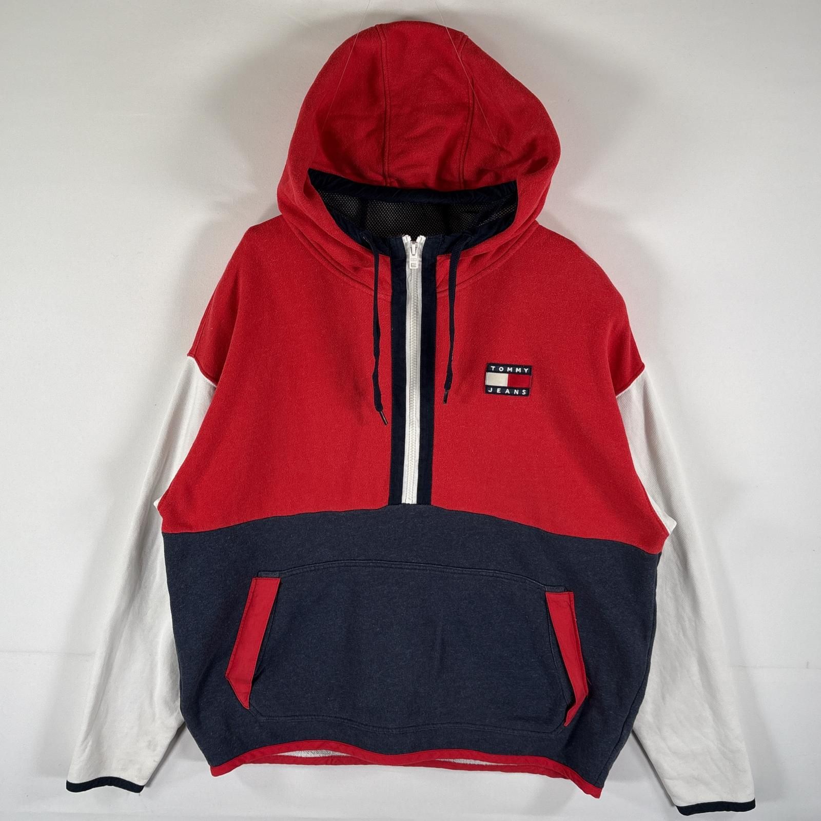 古着 トミージーンズ TOMMY JEANS パーカー ハーフジップ スウェット 