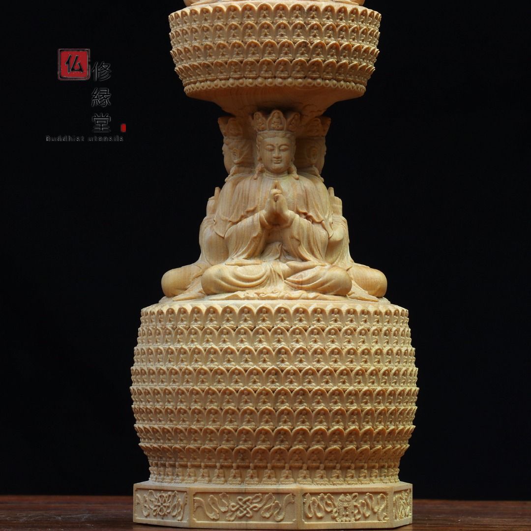 修縁堂】豪華！木彫仏像 地蔵菩薩立像 彫刻 仏教工芸 柘植材 仏師で