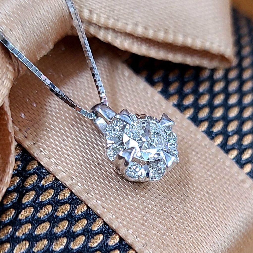 ハート爪 SI1 計 0.281ct ダイヤモンド K18 ネックレス 鑑定書付