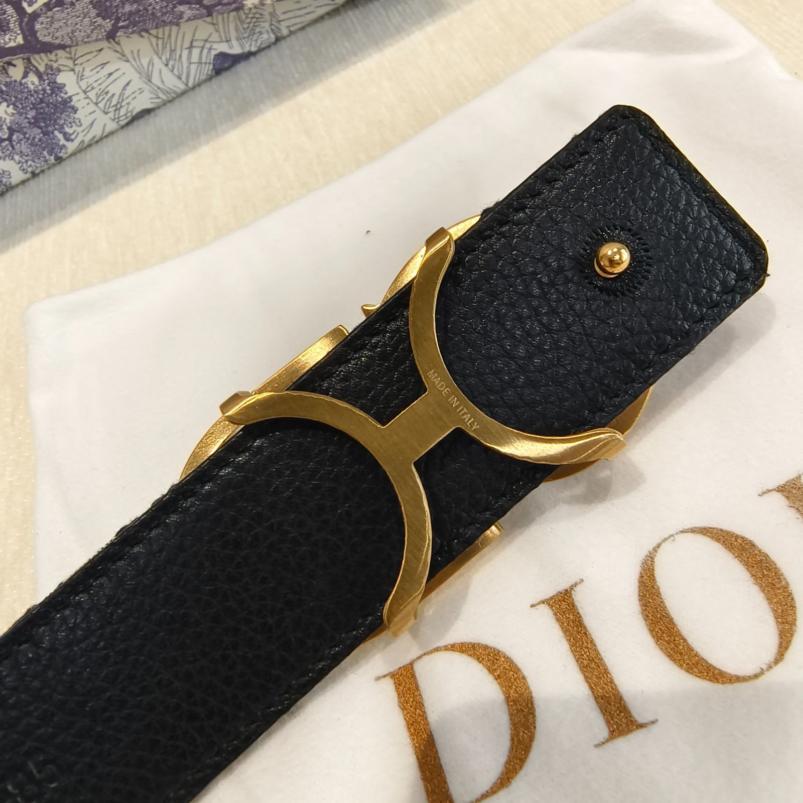 美品 Dior ベルト オブリーク ロゴ バックル ゴールド - メルカリ