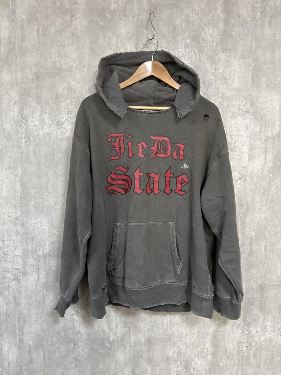 JieDa STATE SWEAT HOODIE パーカー ダメージ加工 ジップアップ