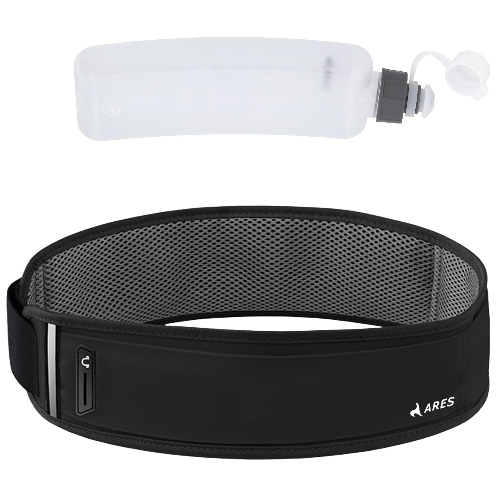 【人気商品】ハイドレーションポーチ 揺れない給水ボトル付き 箱根ランナー絶賛 スマホ揺れない ハイドレーションベルト 小銭キーケース付き 超軽量 カーブドボトル LSD ランニングポーチ マラニック 長距離ランニング ペットボトル ARES(アレス) 代替 (