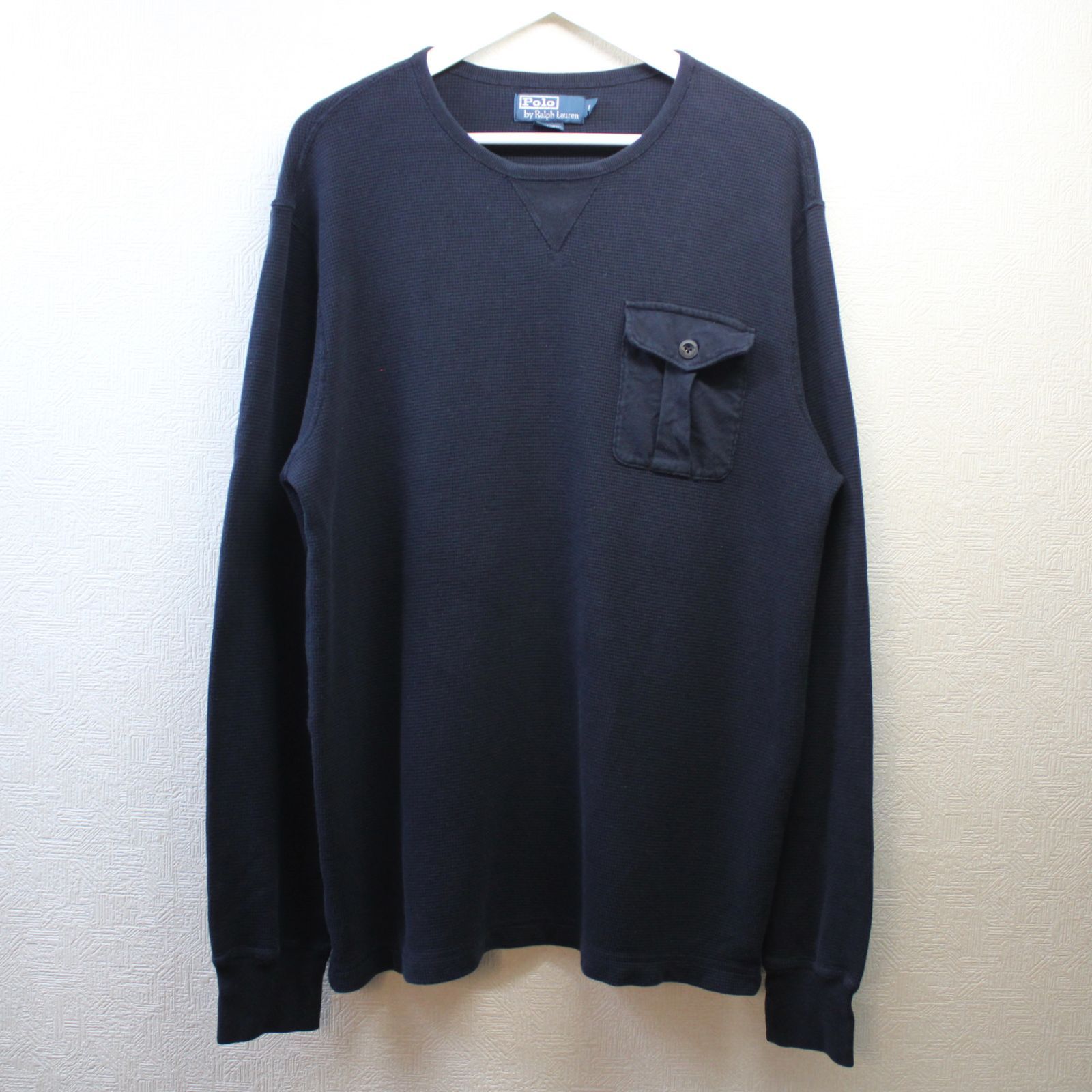 90s Polo by Ralph Lauren サーマルロンT ブラック 古着 1990年代 Polo Ralph Lauren ポロラルフローレン サーマル 長袖T