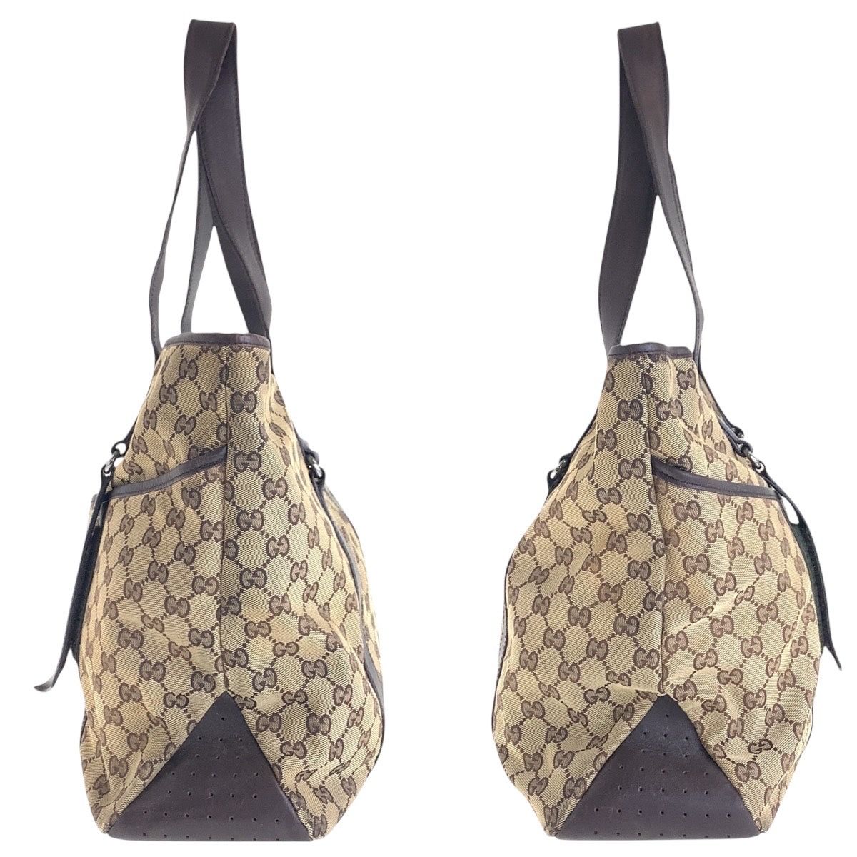 GUCCI グッチ ベージュ ブラウン GGキャンバス/レザー 145971 トート 