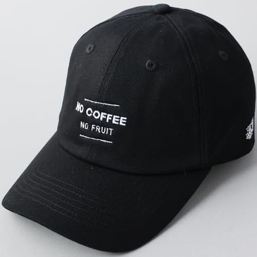 [フルーツオブザルーム] NO COFFEE FUK.JAPAN ノーコーヒー 福岡 コラボ コットン ローキャップ ポロ 6パネル キャップ 帽子 キャップ メンズ レディース (Free Size, Bタイプ(ブラック))