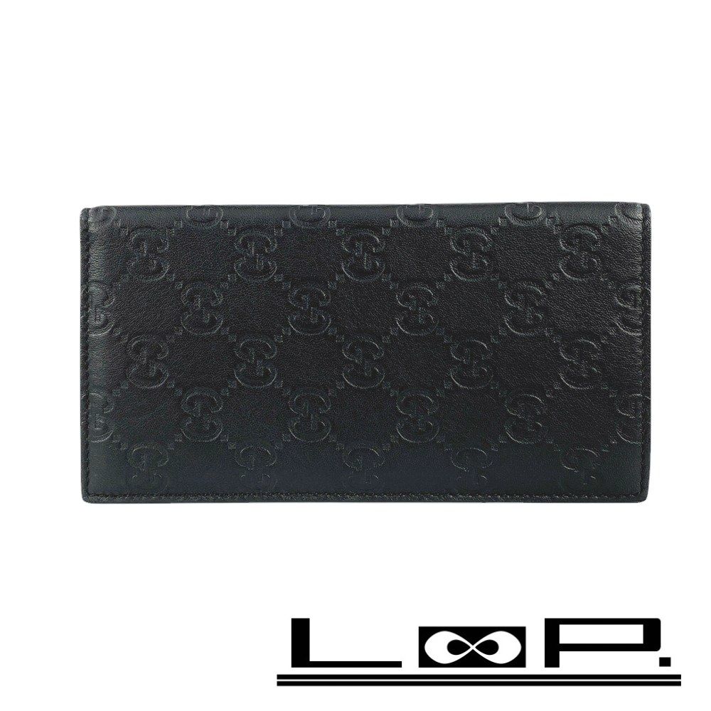 □美品□ グッチ 二つ折り 長財布 札入れ サイフ グッチシマ ブラック  