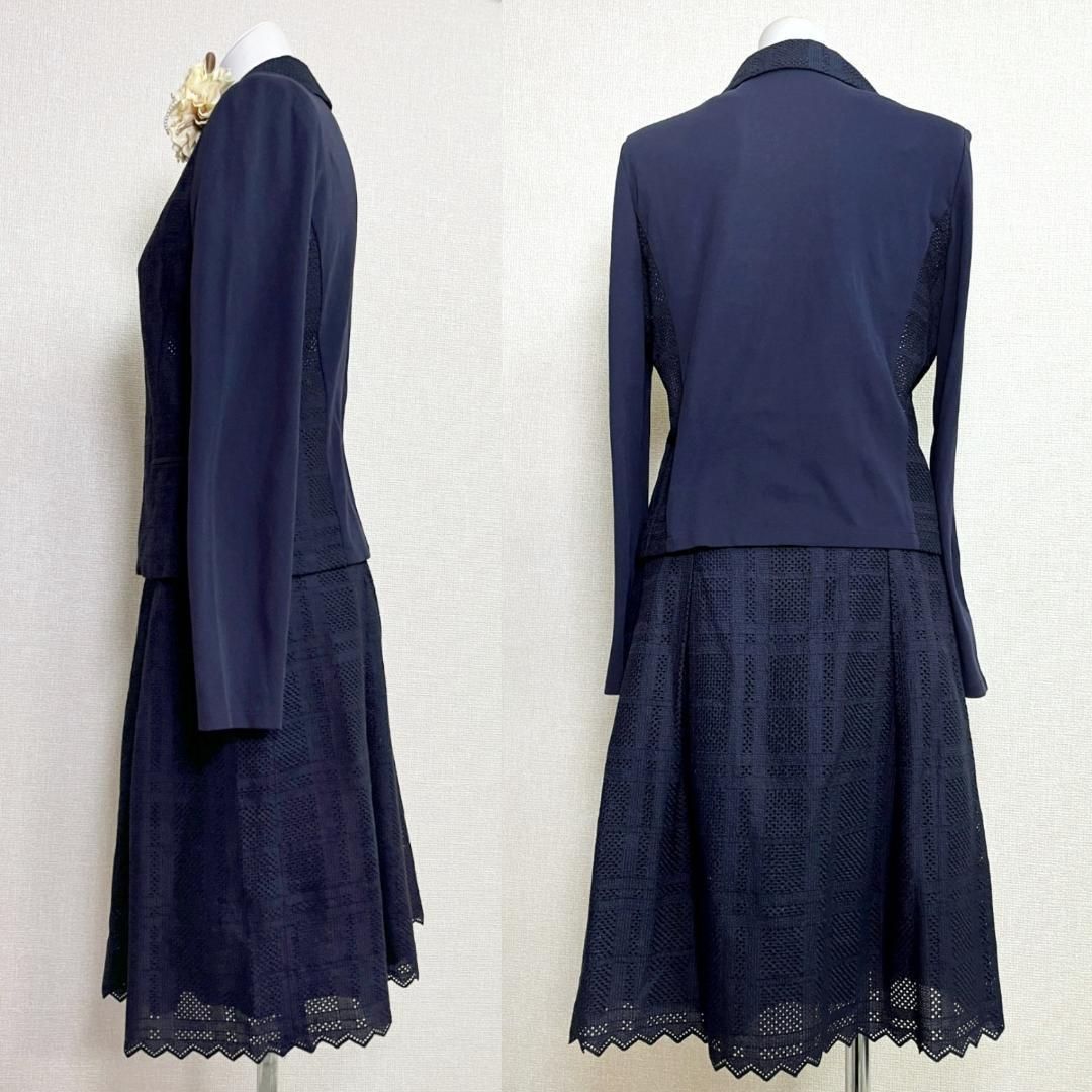  アクアスキュータム セレモニー ネイビー スカートスーツ セレモニースーツ