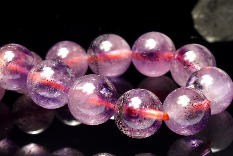 １点物 高品質 華やか ピンクスーパーセブンアメジスト 8mm ブレスレット パワーストーン 天然石 _MA8369