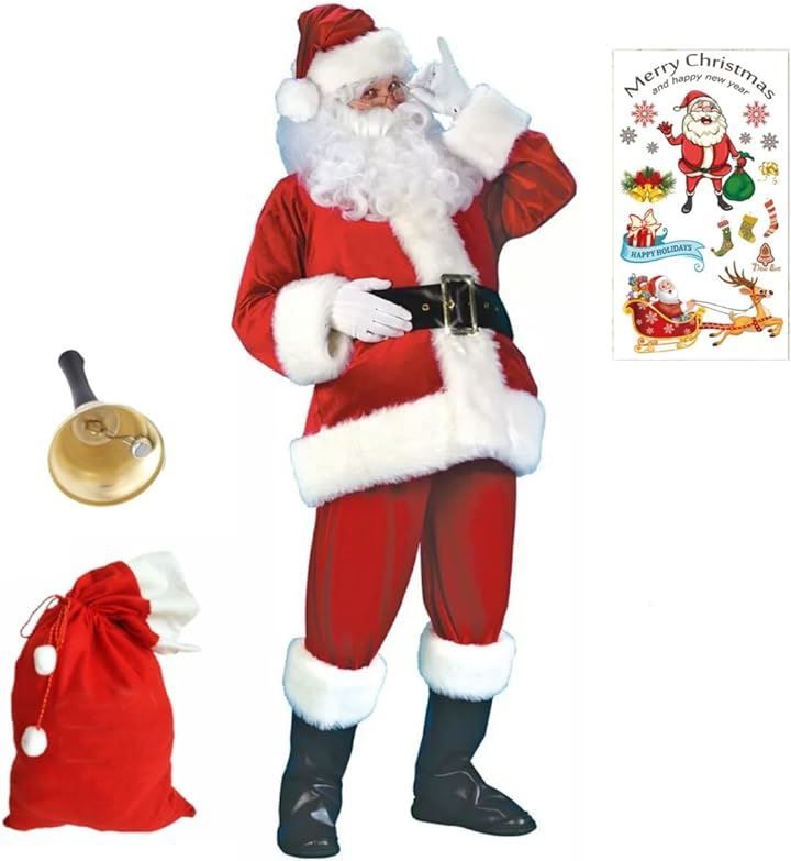 GRHONC サンタクロース コスプレ 衣装 クリスマス メンズ 12点セット 仮装 S