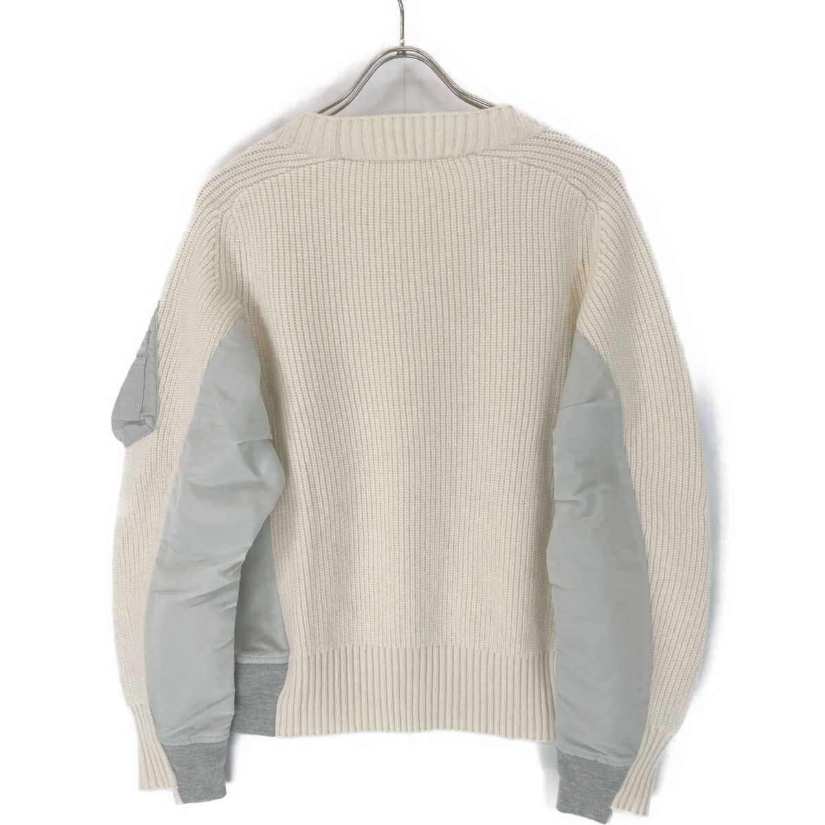 sacai サカイ SCW-063 ﾎﾜｲﾄ Wool Knit x Nylon Twill Pullover 2  