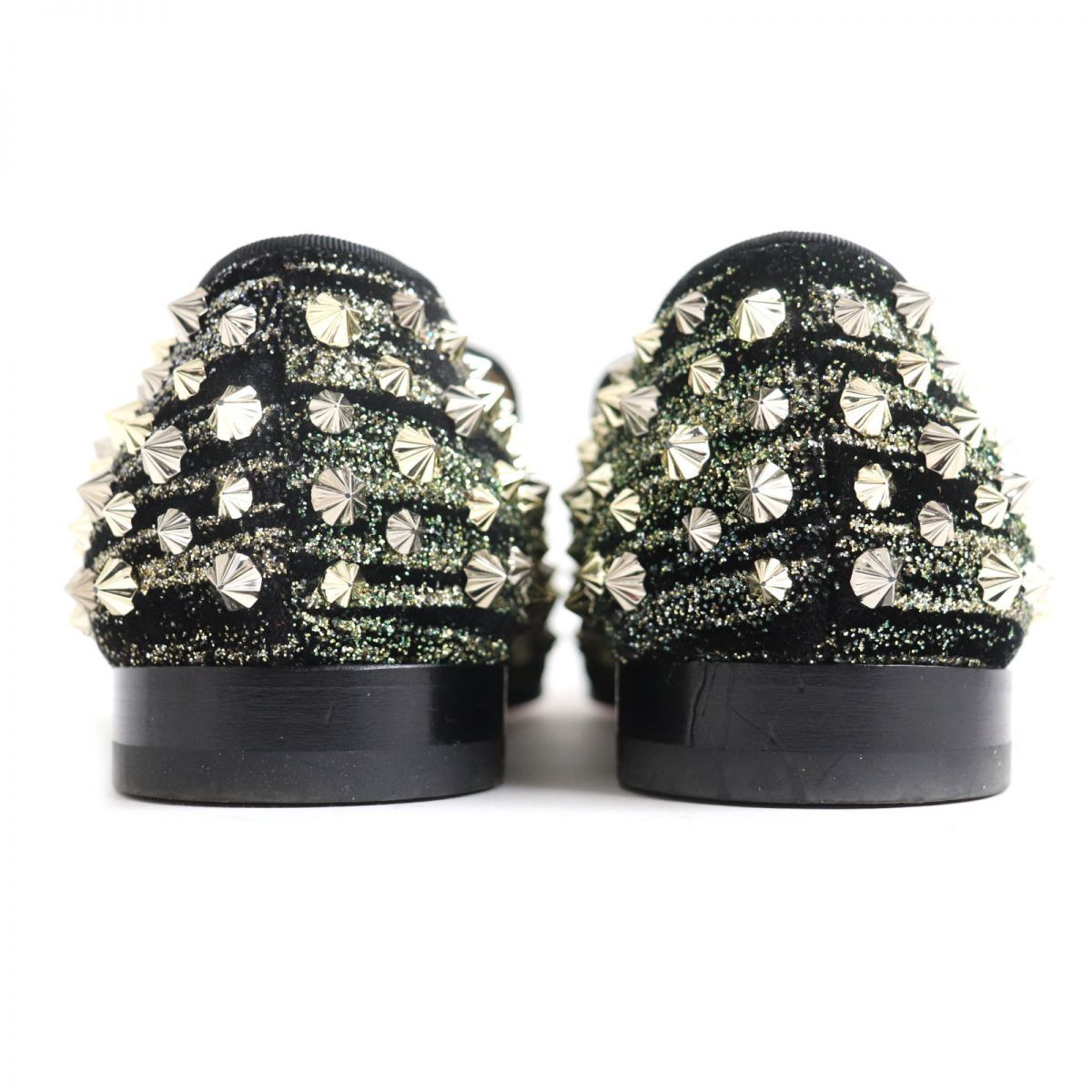 美品◇Christian Louboutin クリスチャンルブタン DANDELION SPIKES ラメ ローファー/シューズ ブラック 39  メンズ 伊製 - メルカリ