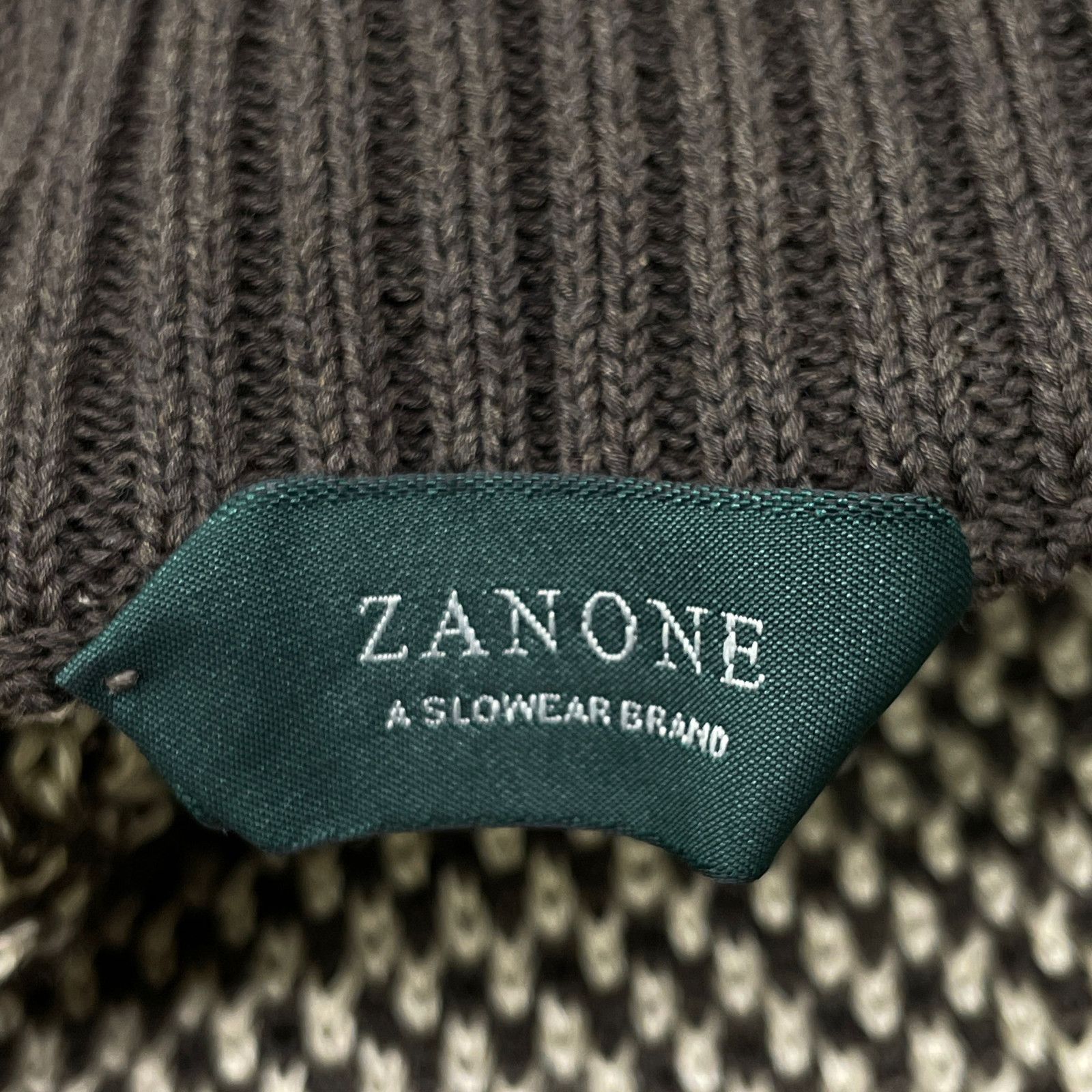 ZANONE ザノーネ ﾍﾞｰｼﾞｭ×ﾌﾞﾗｳﾝ ｺｯﾄﾝﾘﾈﾝ CHIOTO ｽﾀﾝﾄﾞｶﾗｰﾆｯﾄ