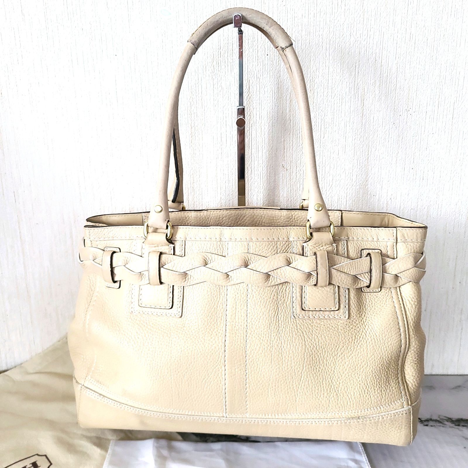 COACH コーチ トートバッグ A4可 キャンバス レザー アイボリー系 