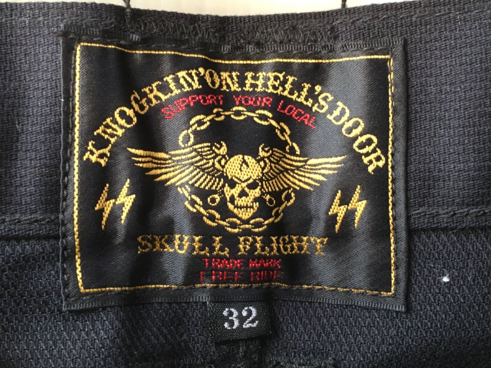 SKULL FLIGHT スカルフライト 裾ジップデニムパンツ ブラック/38 SKULL 