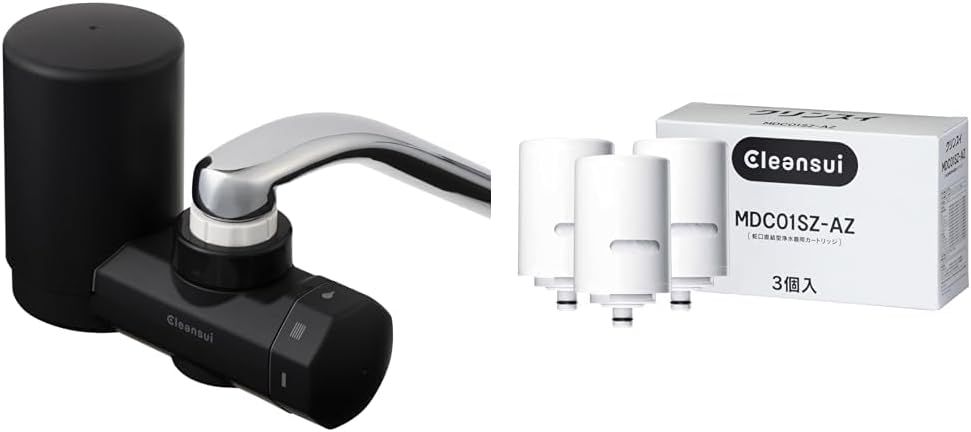 セット買い クリンスイ 浄水器 蛇口直結型 MONOシリーズ マットブラック カートリッジ計4個入り 本体MD1-BK - 交換用カートリッジMDC01SZ-AZ