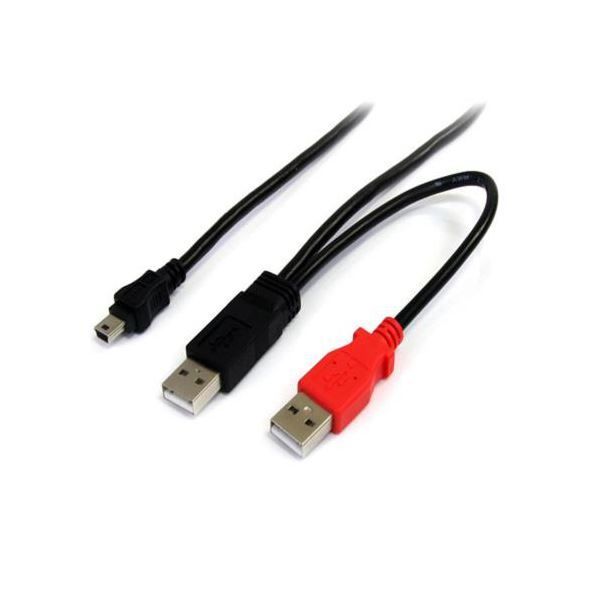 まとめ StarTech.com USB Y字給電ケーブル 90cm USB A-mini B Y型分岐パワーケーブル ブラックUSB2HABMY3 1本 ×5セット