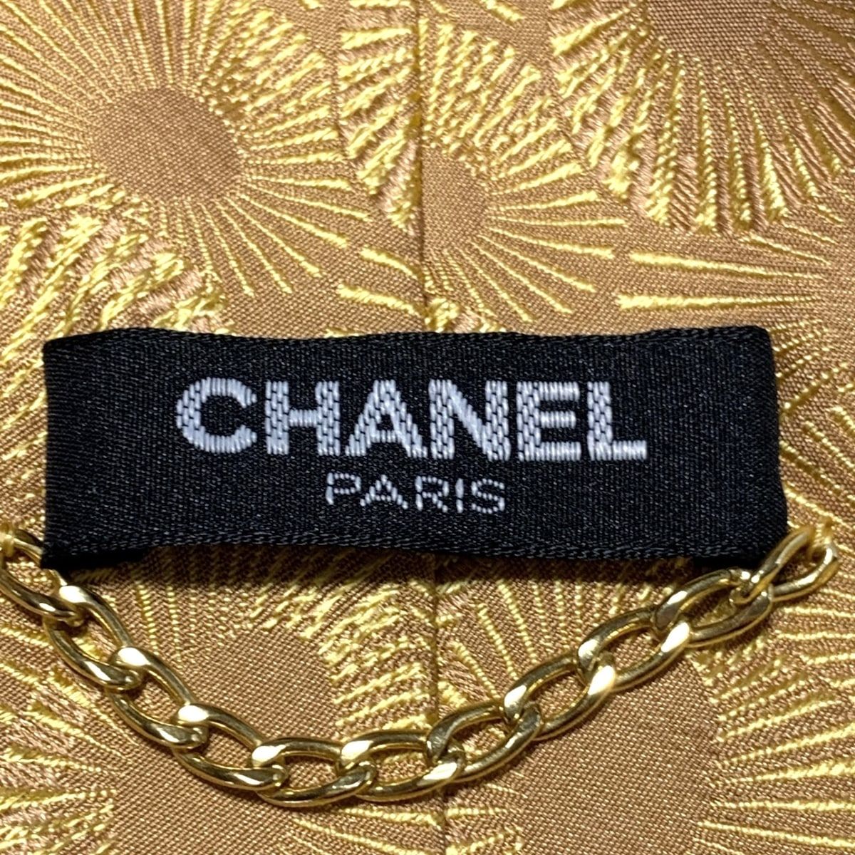 CHANEL シャネル  ネクタイ　ココマーク　ベージュ CHANEL(シャネル) ネクタイ メンズ - ベージュ×イエロー ココ