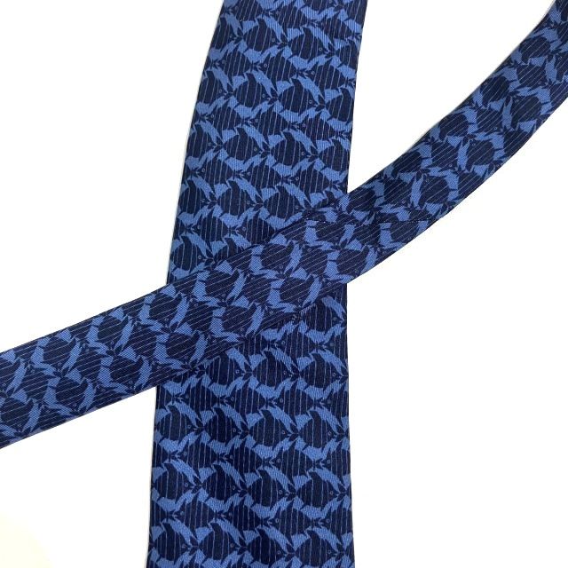 エルメス HERMES 美品 ネクタイ カジュアル 総柄 絹 シルク