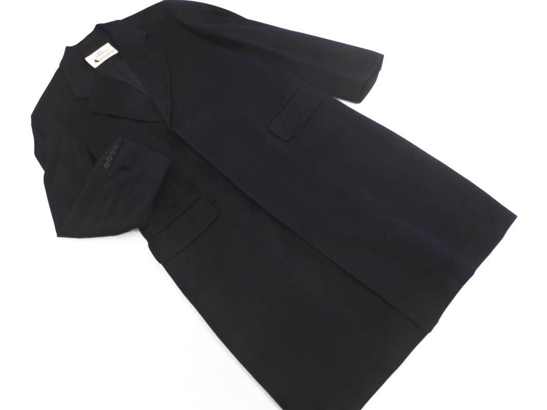 Aquascutum アクアスキュータム カシミヤ混 チェスター コート 濃紺 ◎メンズ