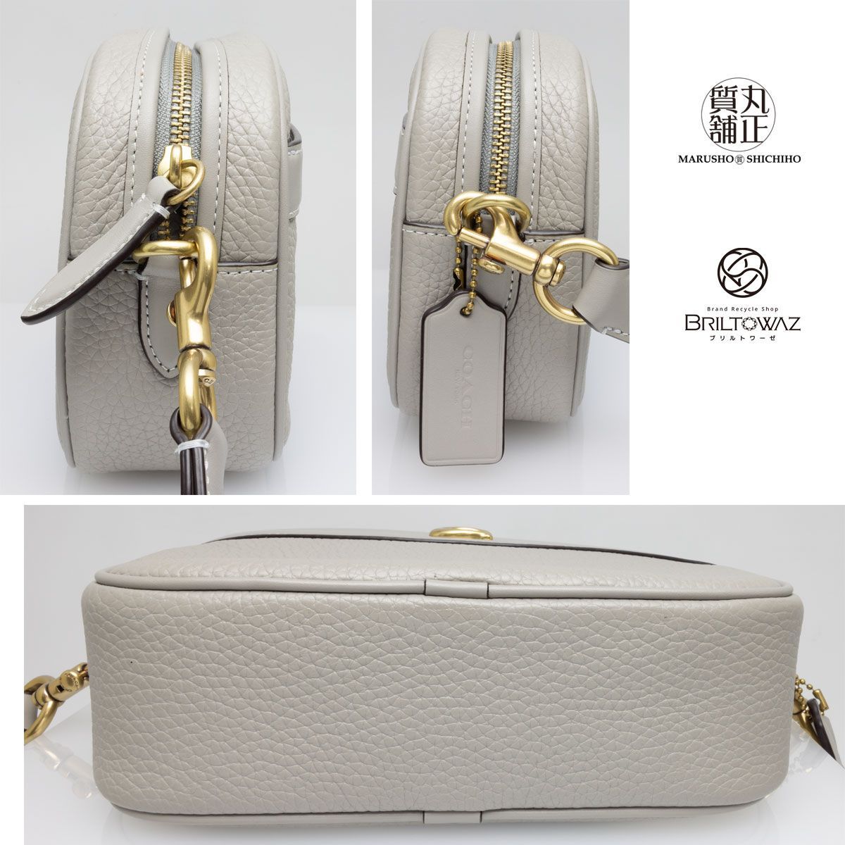 SALE)コーチ レザー カメラバッグ 斜め掛け ショルダーバッグ DoveGrey 