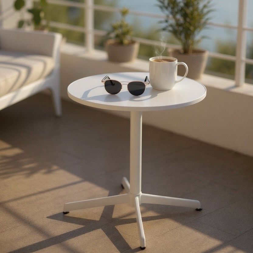 Y シンプルモダン カフェテーブル ラウンドテーブル ホワイト スタイリッシュな1本脚 ⌀60cmアウトレット MARWIL-DEMENAGEMENTS_CH