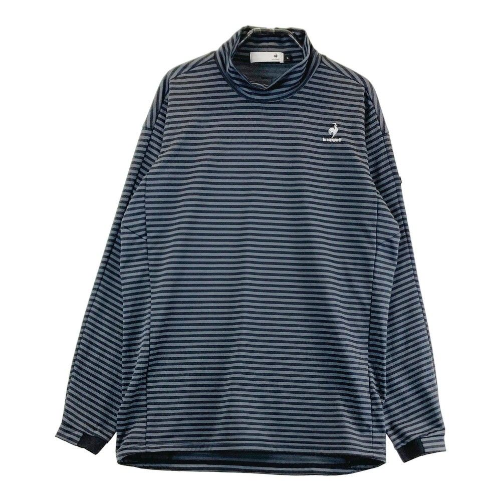 サイズ:L lecoq GOLF ルコックゴルフ ハイネック長袖Tシャツ ボーダー柄 グレー系 [240101215279]#ゴルフウェア メンズ ストスト