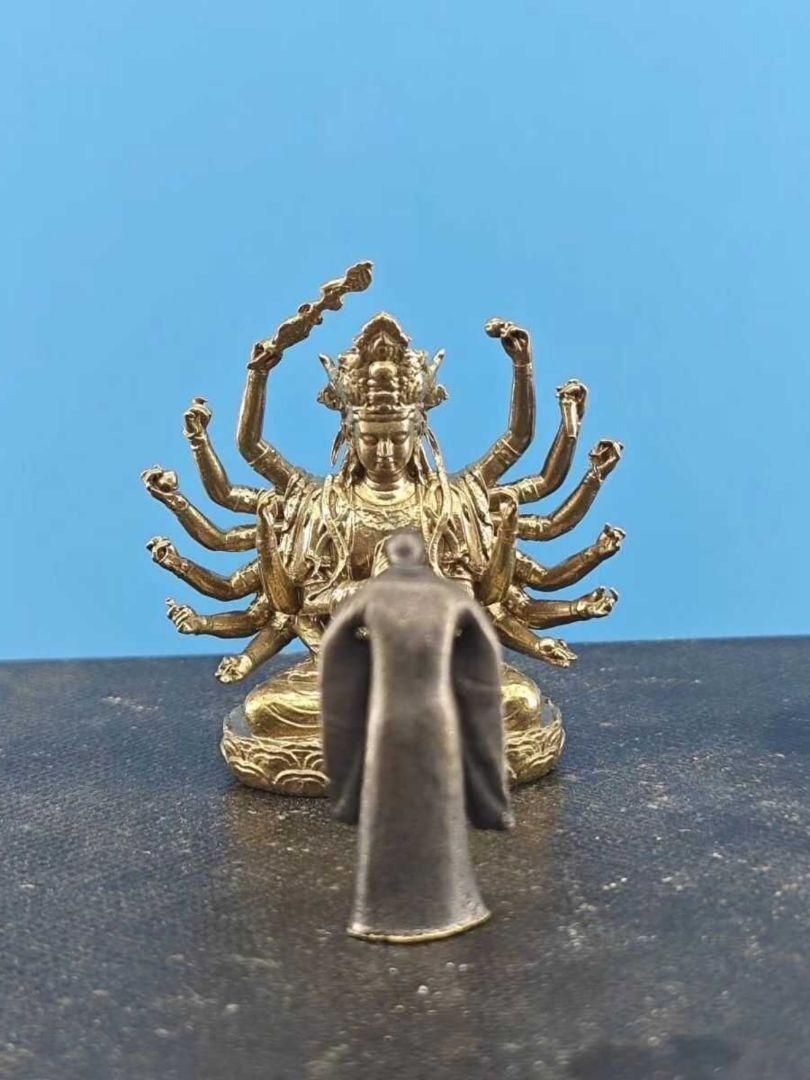 銅 細工 仏教美術 玄奘参詣準提菩薩仏像 禅意茶道 置物 装飾品