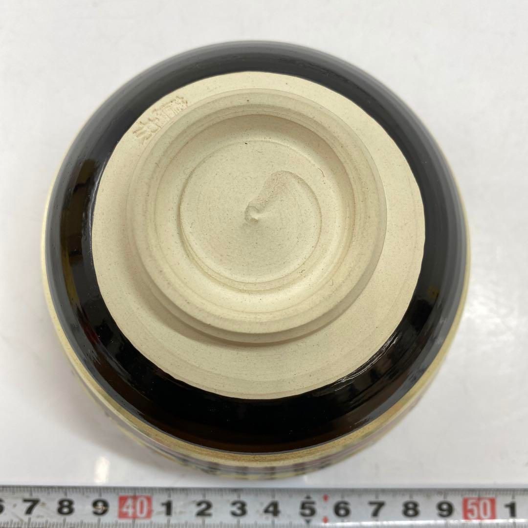 小川蘆舟 黒七宝 茶碗 共箱 直径12㎝ 東山5-1119④