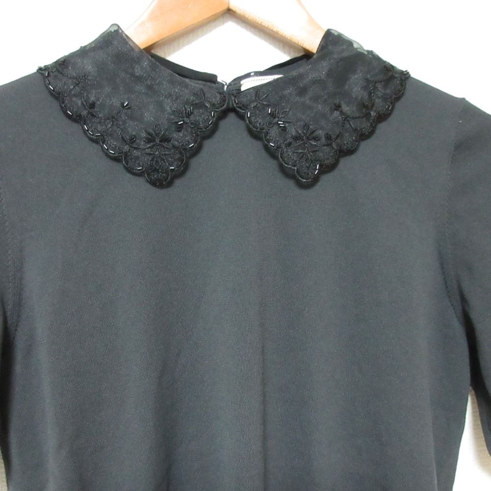 UNITED ARROWS - 良品 24AW UNITED ARROWS ユナイテッドアローズ レディ オーガンジー 5分袖 ニット プルオーバー 1518-183-1859 ダークグレー レディース 古着 中古 USED レディ オーガンジー 5分袖 ニット