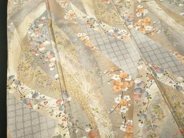 平和屋着物□上質な小紋 万寿菊 梅 金彩 正絹 逸品 CAAQ3068yc