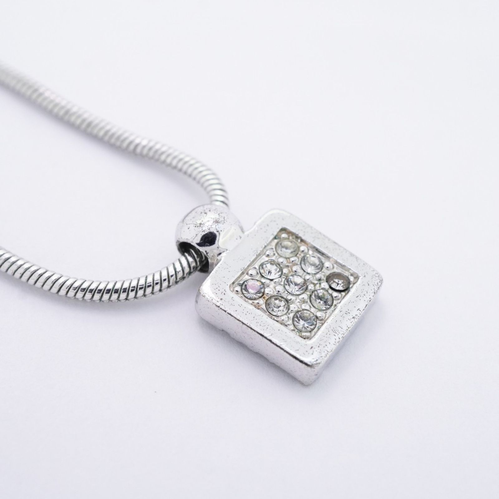 クリスチャン ディオール Christian Dior クリスチャンディオール ネックレス トロッター スクエア メタル ラインストーン シルバーレディース