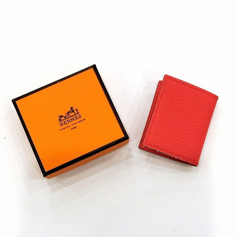 エルメス Hermes レザー ミニフォトケース SM□N 2010年製 ピンク JA-20259