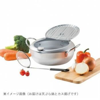 味楽亭II フタ付天ぷら鍋24cm カス揚げ付 7041146 5407-134